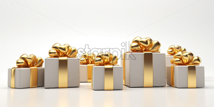 Gifts with golden lace on white background - Starpik Stock