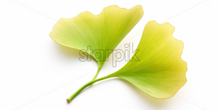 Ginkgo Biloba leaves on white background - Starpik Stock