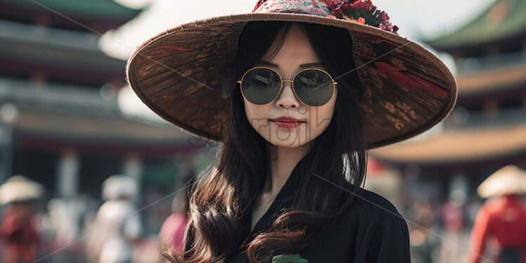 Gogeous woman tourist in Asia - Starpik Stock