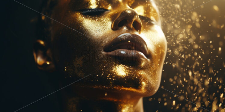 Gold glitter on a model's face - Starpik Stock