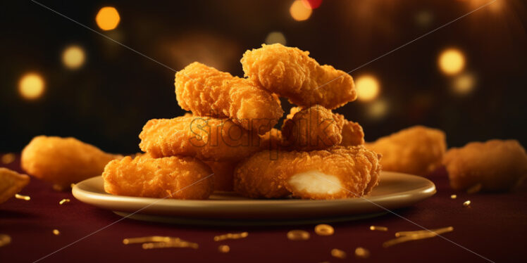 Golden chicken nuggets on a plate - Starpik Stock