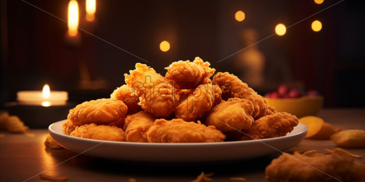 Golden chicken nuggets on a plate - Starpik Stock