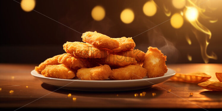 Golden chicken nuggets on a plate - Starpik Stock