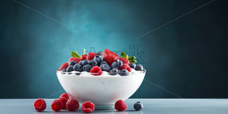 Greek yogurt with fruit for breakfast - Starpik Stock