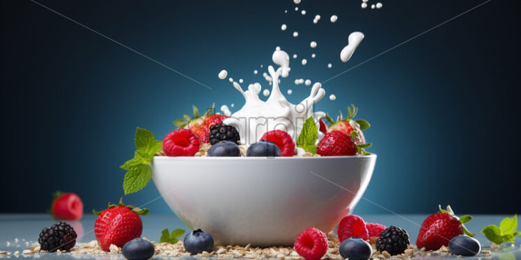 Greek yogurt with fruit for breakfast - Starpik Stock