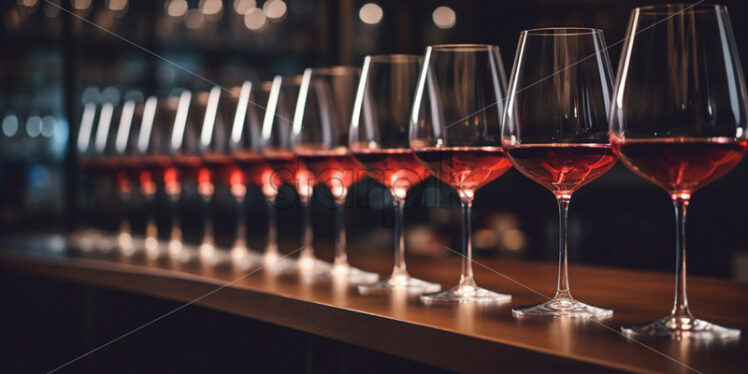 Half wine glasses arranged in a row - Starpik Stock