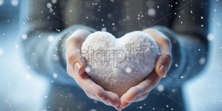 Hands holding a snow heart - Starpik Stock