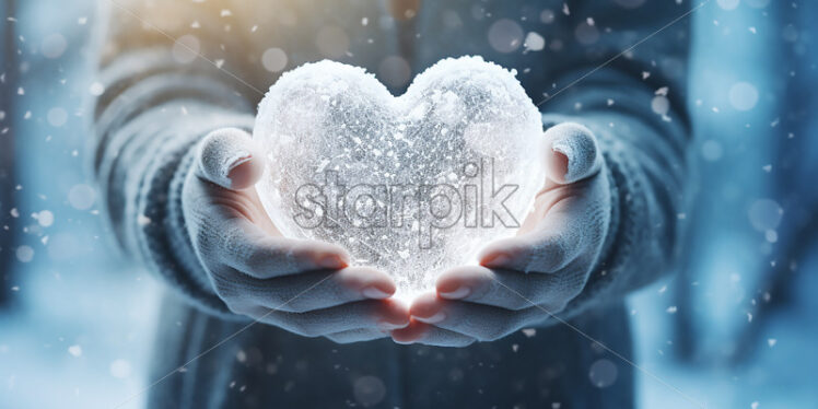 Hands holding a snow heart - Starpik Stock