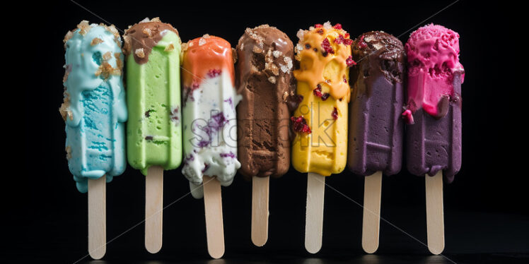 Ice creams of different colors and flavors - Starpik Stock