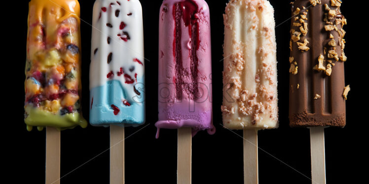 Ice creams of different colors and flavors - Starpik Stock