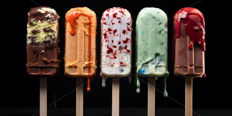 Ice creams of different colors and flavors - Starpik Stock