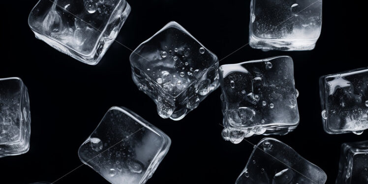 Ice cubes on a black background - Starpik Stock