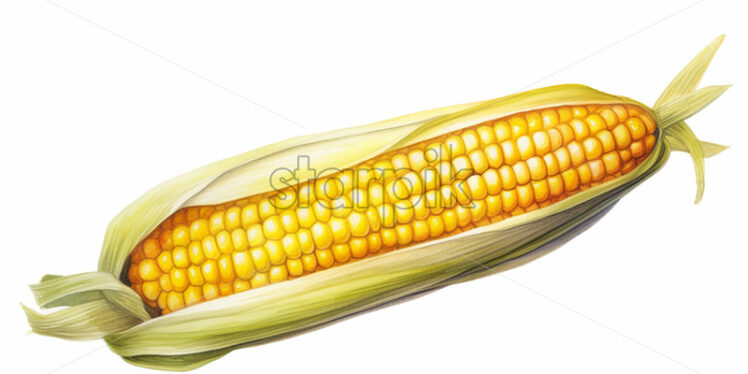 Illustration of a corn hand painted in watercolor - Starpik Stock