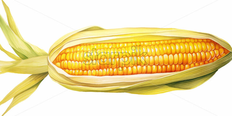 Illustration of a corn hand painted in watercolor - Starpik Stock