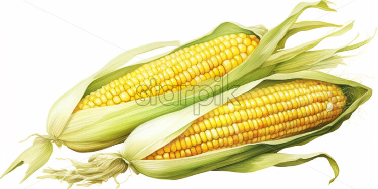 Illustration of a corn hand painted in watercolor - Starpik Stock