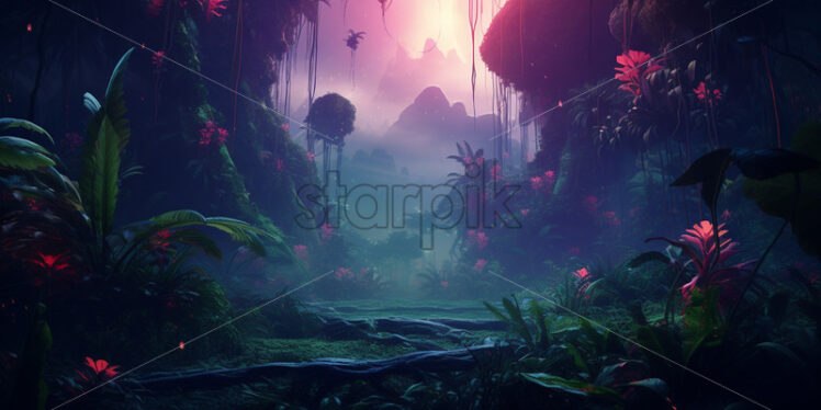 Illustration of a mystical jungle - Starpik Stock