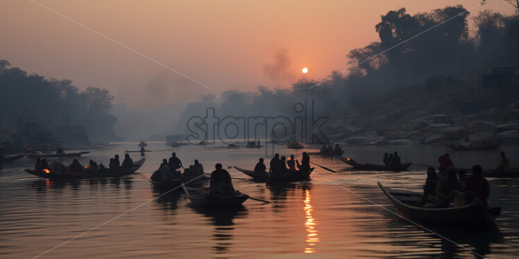 Indian's Fisherman's on the Ganges River - Starpik Stock