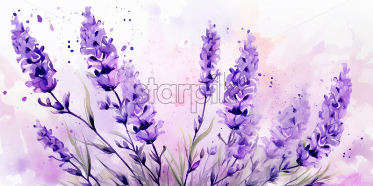 Lavender card watercolour floral bouquet - Starpik Stock