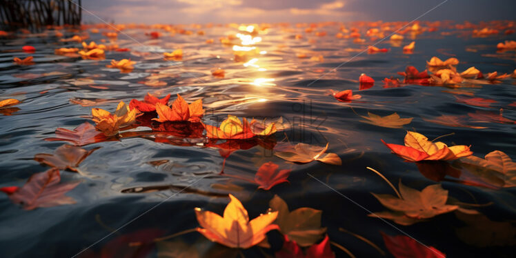 Leaves floating on water - Starpik Stock