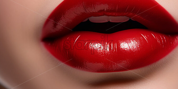 Lips painted with red color close up - Starpik Stock