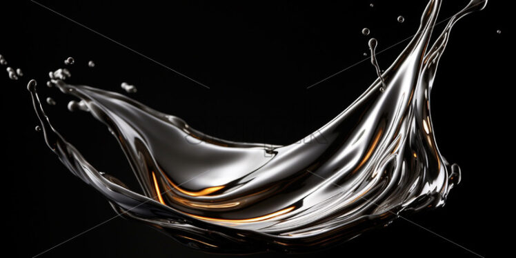 Liquid aluminum on a black background - Starpik Stock