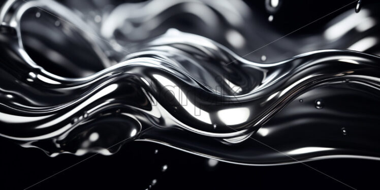 Liquid aluminum on a black background - Starpik Stock