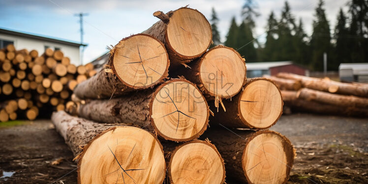 Long wooden logs on the ground - Starpik Stock