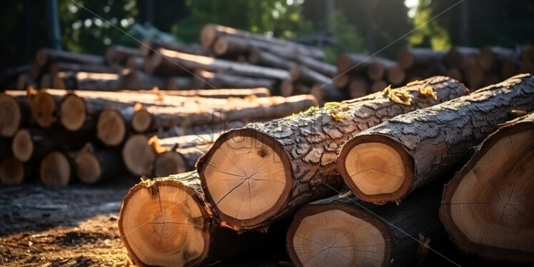 Long wooden logs on the ground - Starpik Stock