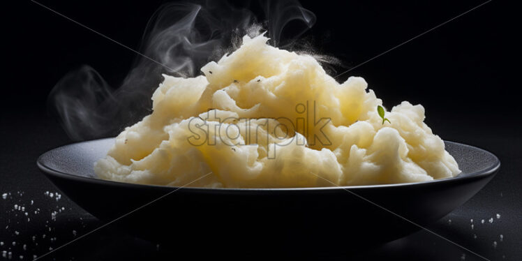 Mashed potatoes steaming in a plate - Starpik Stock