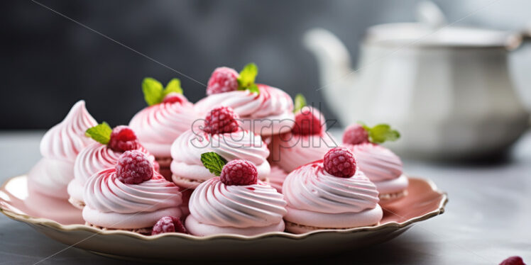 Meringue cookies with raspberry delicious - Starpik Stock