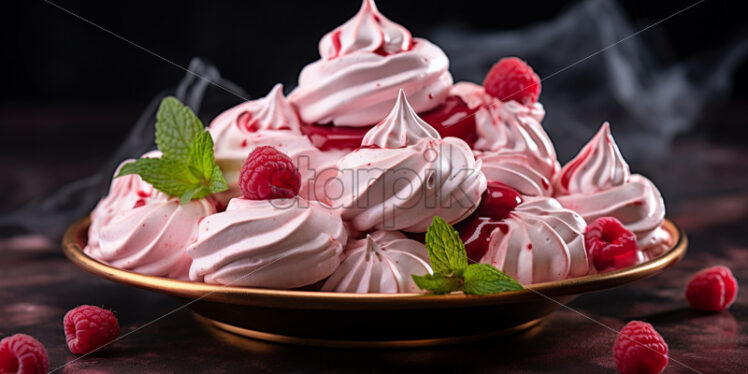 Meringue cookies with raspberry delicious - Starpik Stock