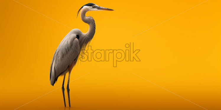 Minimalist design of a heron on the yellow background - Starpik Stock