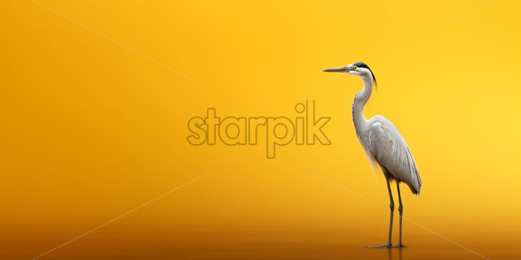 Minimalist design of a heron on the yellow background - Starpik Stock