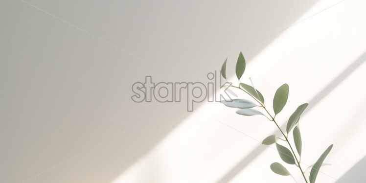 Minimalist light on a blurred white background, a plant - Starpik Stock