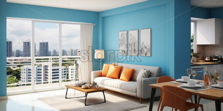 Modern comfortable small apartment in the city with balcony  - Starpik Stock