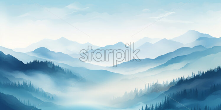 Mountain landscape created in 2d software - Starpik Stock