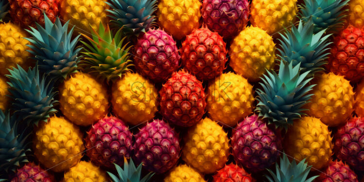 Multicolored pineapples, background - Starpik Stock