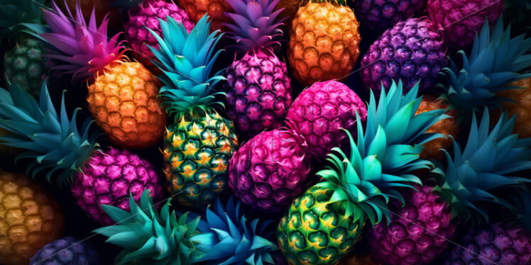 Multicolored pineapples, background - Starpik Stock