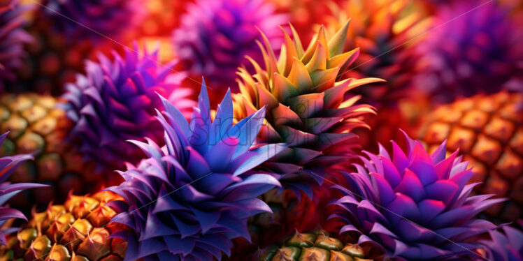 Multicolored pineapples, background - Starpik Stock