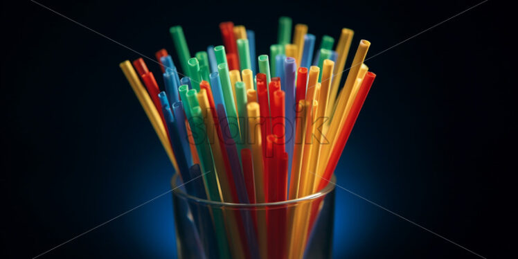 Multicolored plastic straws, background - Starpik Stock