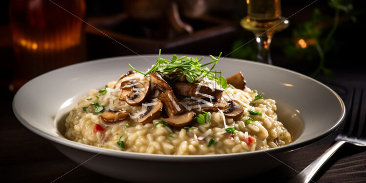 Mushroom risotto on a plate - Starpik Stock