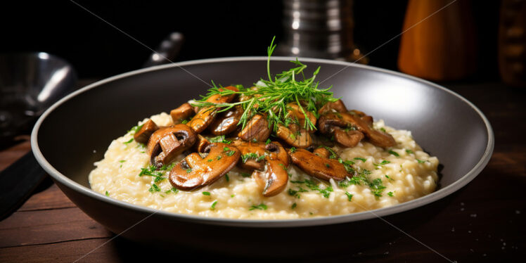 Mushroom risotto on a plate - Starpik Stock