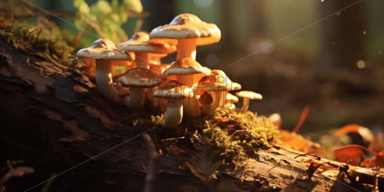 Mushrooms growing on a log - Starpik Stock