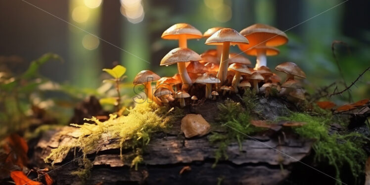 Mushrooms growing on a log - Starpik Stock