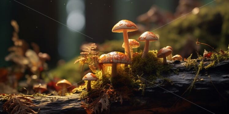 Mushrooms growing on a log - Starpik Stock