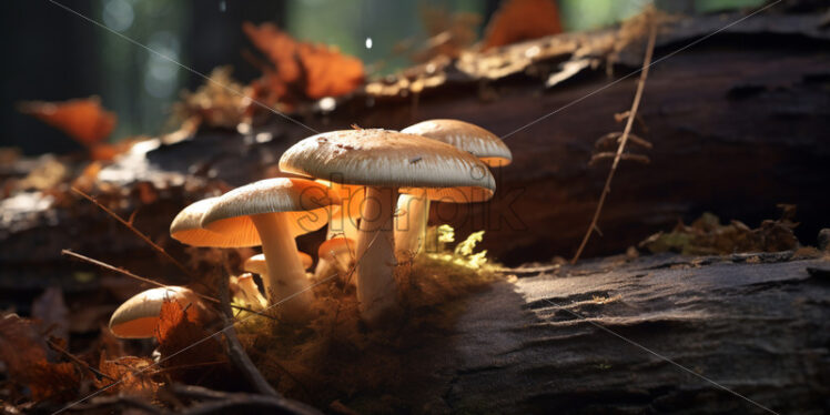 Mushrooms growing on a log - Starpik Stock