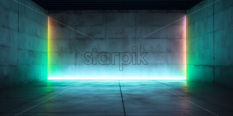 Neon lights in a concrete room - Starpik Stock