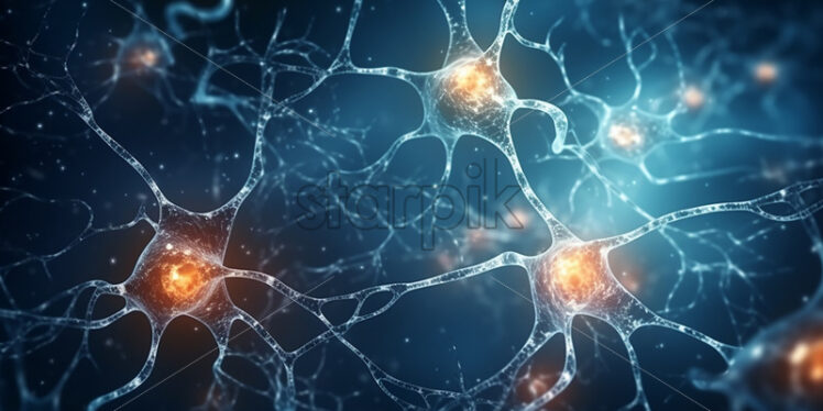 Neurons seen under a microscope - Starpik Stock