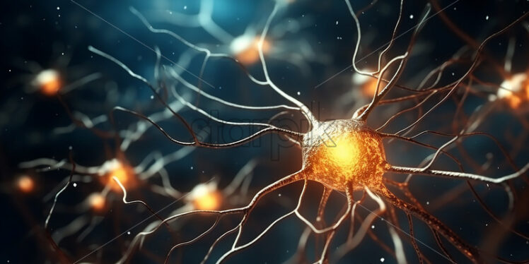 Neurons seen under a microscope - Starpik Stock