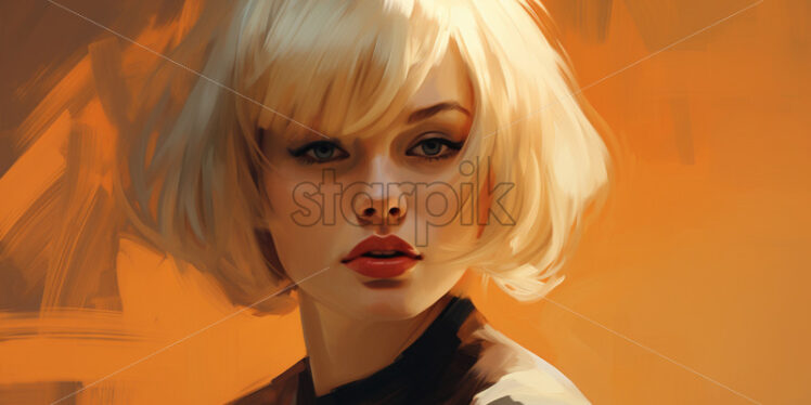 Oil painting of a girl with short hair - Starpik Stock